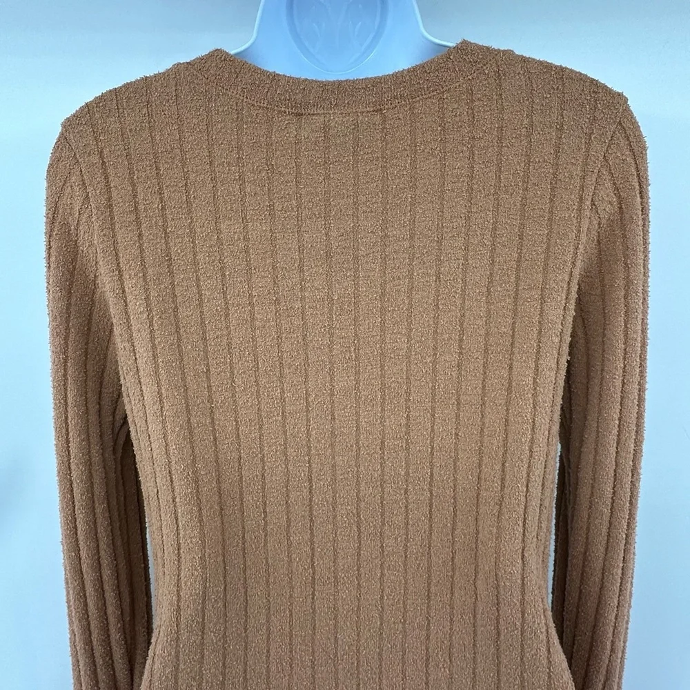 Free People We The Free Tan Oliver Ribbed Henley Top Size Medium